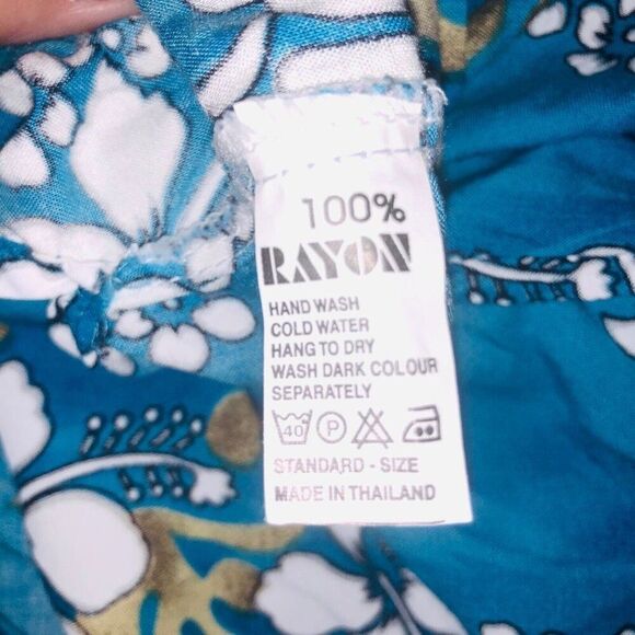 Hawaiian Aloha Tropical Shirt Shorts Set Mens XXL Blue White Floral TIKI - Picture 12 of 12